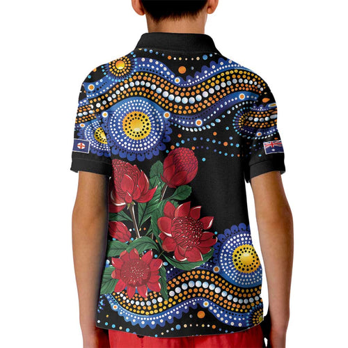 Australia New South Wales Waratahs Kid Polo Shirt Aboriginal Dot Art