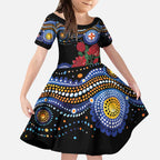 Australia New South Wales Waratahs Kid Short Sleeve Dress Aboriginal Dot Art