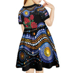 Australia New South Wales Waratahs Kid Short Sleeve Dress Aboriginal Dot Art