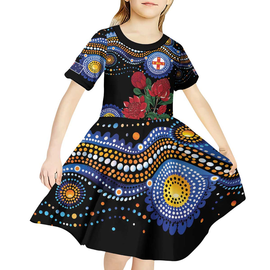 Australia New South Wales Waratahs Kid Short Sleeve Dress Aboriginal Dot Art