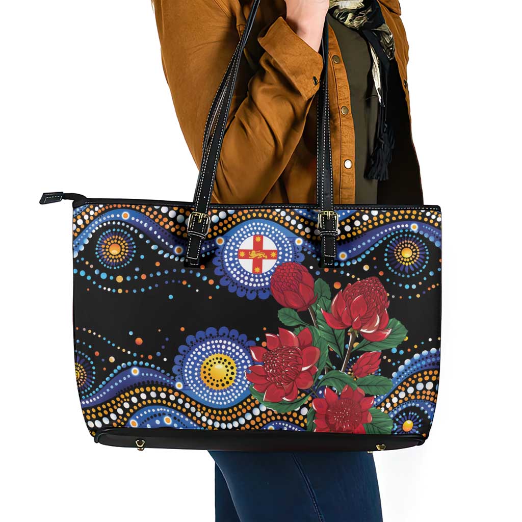 Australia New South Wales Waratahs Leather Tote Bag Aboriginal Dot Art