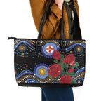 Australia New South Wales Waratahs Leather Tote Bag Aboriginal Dot Art
