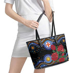 Australia New South Wales Waratahs Leather Tote Bag Aboriginal Dot Art