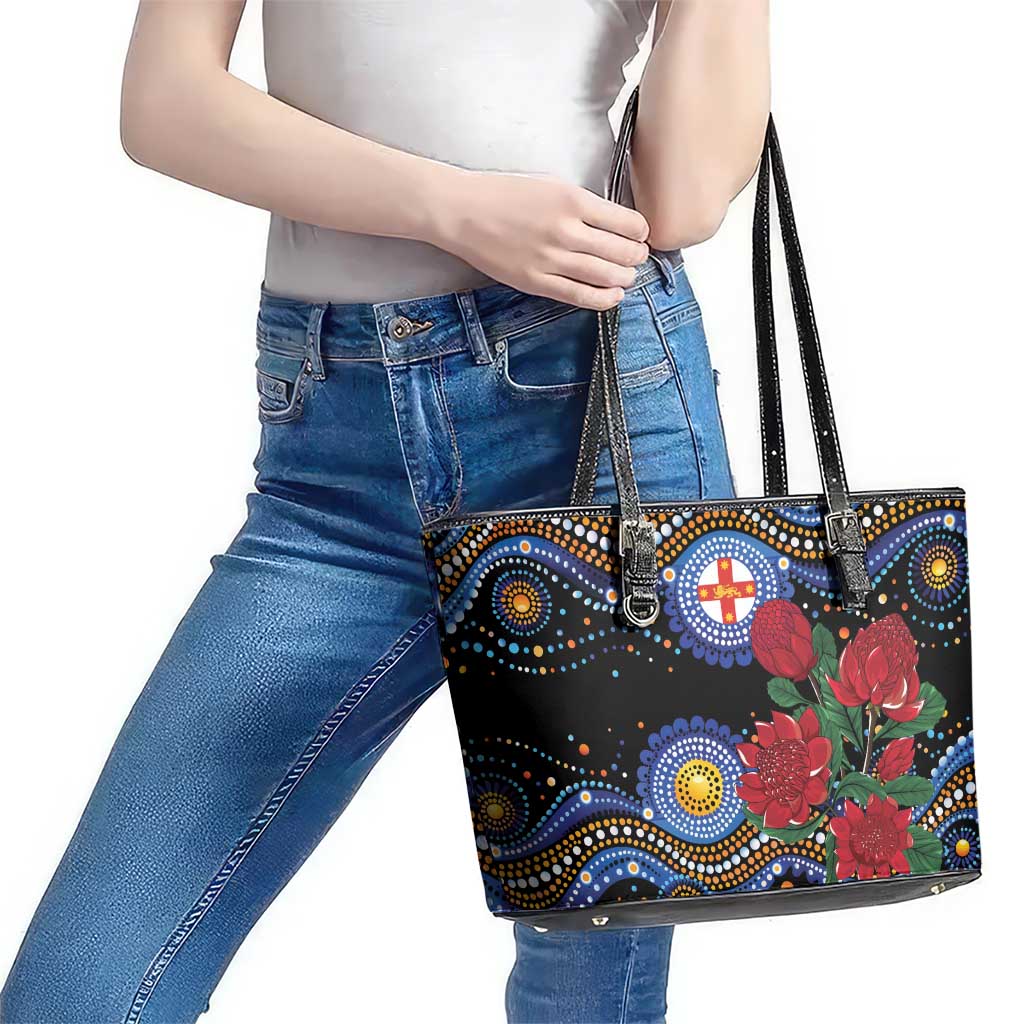 Australia New South Wales Waratahs Leather Tote Bag Aboriginal Dot Art