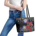 Australia New South Wales Waratahs Leather Tote Bag Aboriginal Dot Art