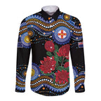 Australia New South Wales Waratahs Long Sleeve Button Shirt Aboriginal Dot Art