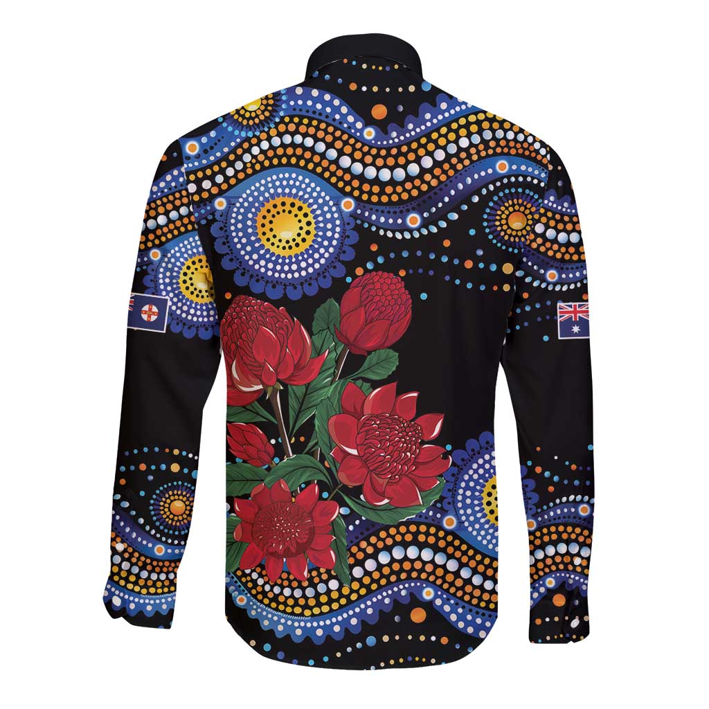 Australia New South Wales Waratahs Long Sleeve Button Shirt Aboriginal Dot Art