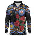 Australia New South Wales Waratahs Long Sleeve Polo Shirt Aboriginal Dot Art
