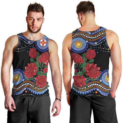 Australia New South Wales Waratahs Men Tank Top Aboriginal Dot Art