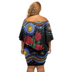 Australia New South Wales Waratahs Off Shoulder Short Dress Aboriginal Dot Art