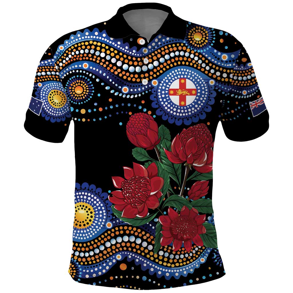 Australia New South Wales Waratahs Polo Shirt Aboriginal Dot Art