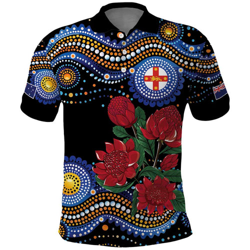 Australia New South Wales Waratahs Polo Shirt Aboriginal Dot Art