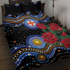 Australia New South Wales Waratahs Quilt Bed Set Aboriginal Dot Art