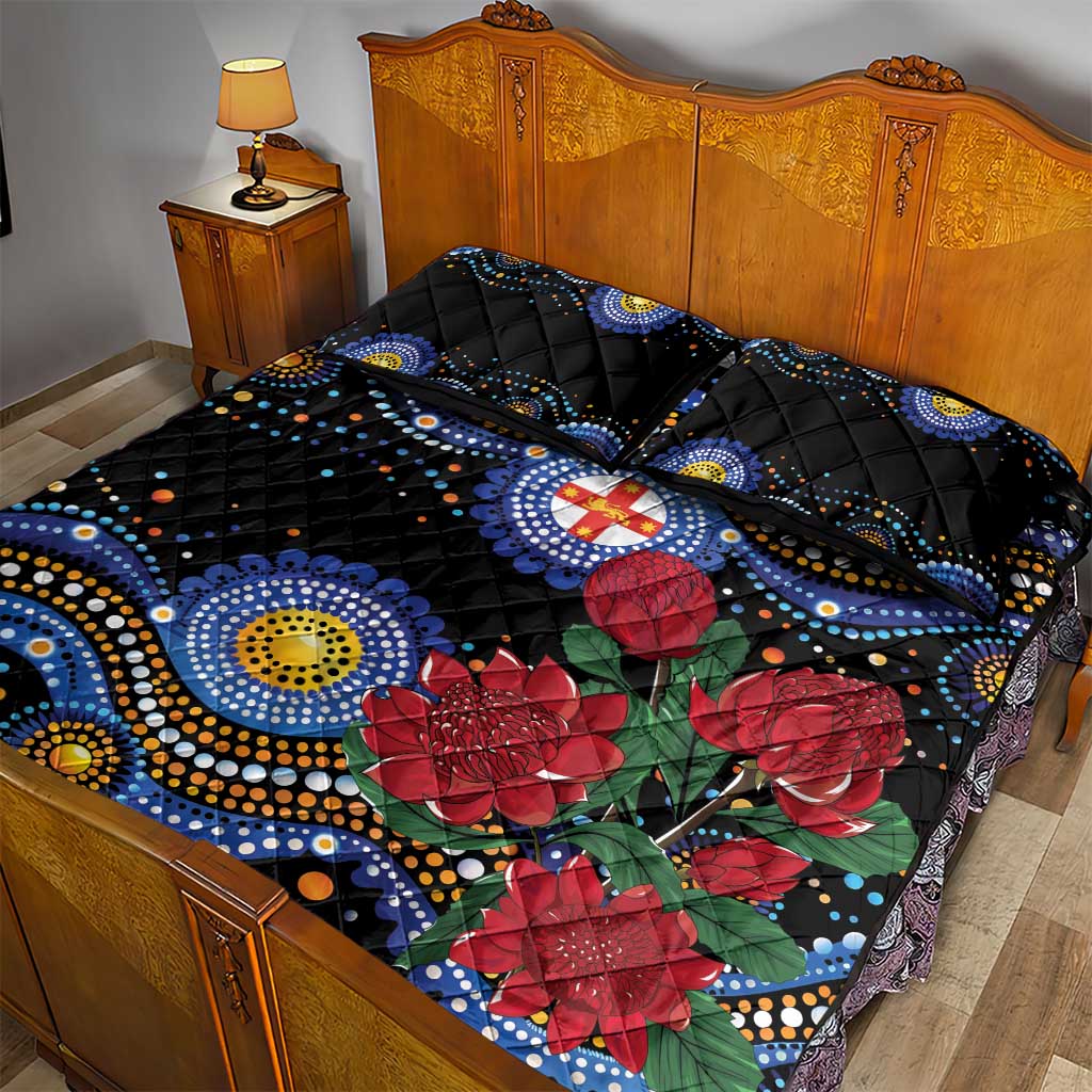 Australia New South Wales Waratahs Quilt Bed Set Aboriginal Dot Art