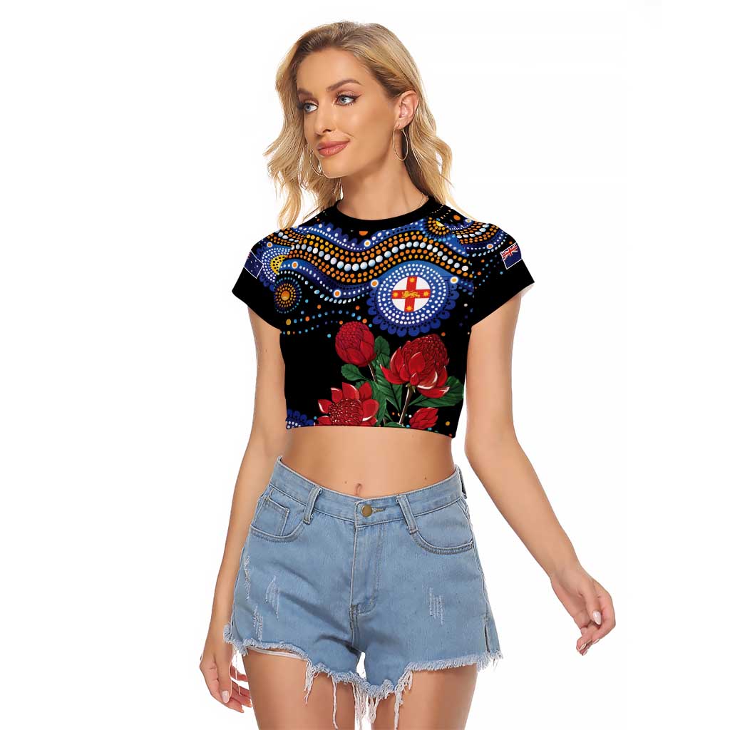 Australia New South Wales Waratahs Raglan Cropped T Shirt Aboriginal Dot Art