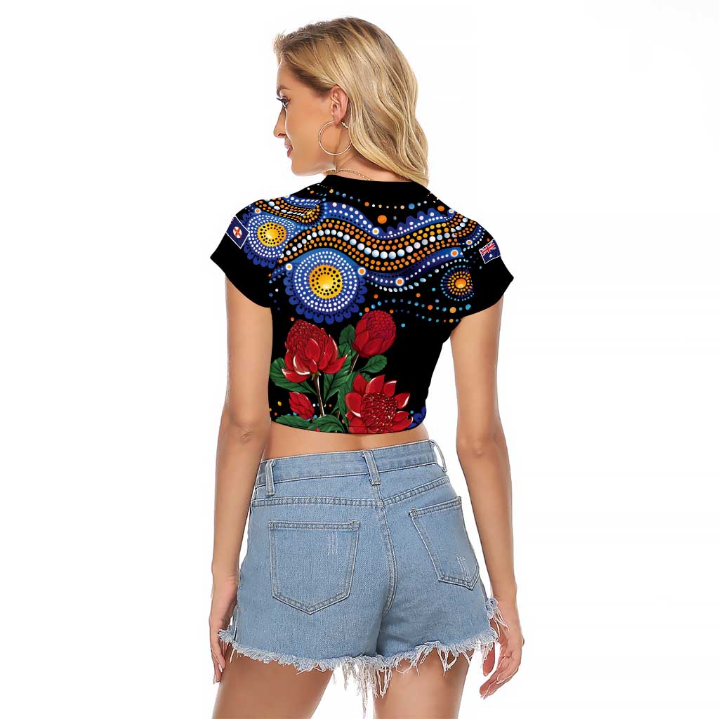 Australia New South Wales Waratahs Raglan Cropped T Shirt Aboriginal Dot Art