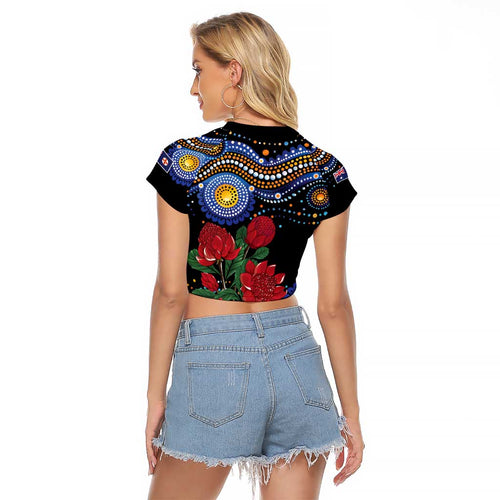Australia New South Wales Waratahs Raglan Cropped T Shirt Aboriginal Dot Art
