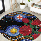 Australia New South Wales Waratahs Round Carpet Aboriginal Dot Art