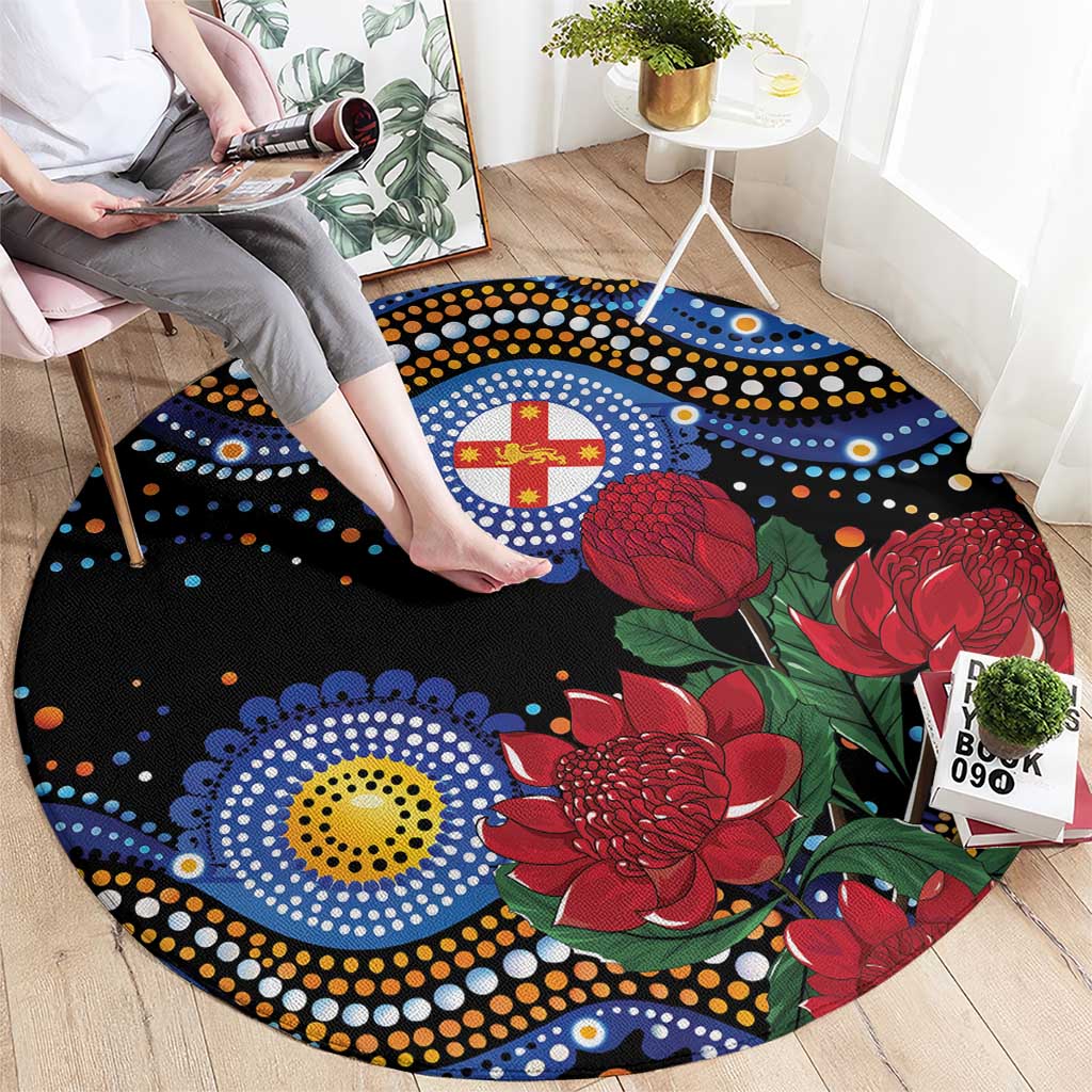 Australia New South Wales Waratahs Round Carpet Aboriginal Dot Art