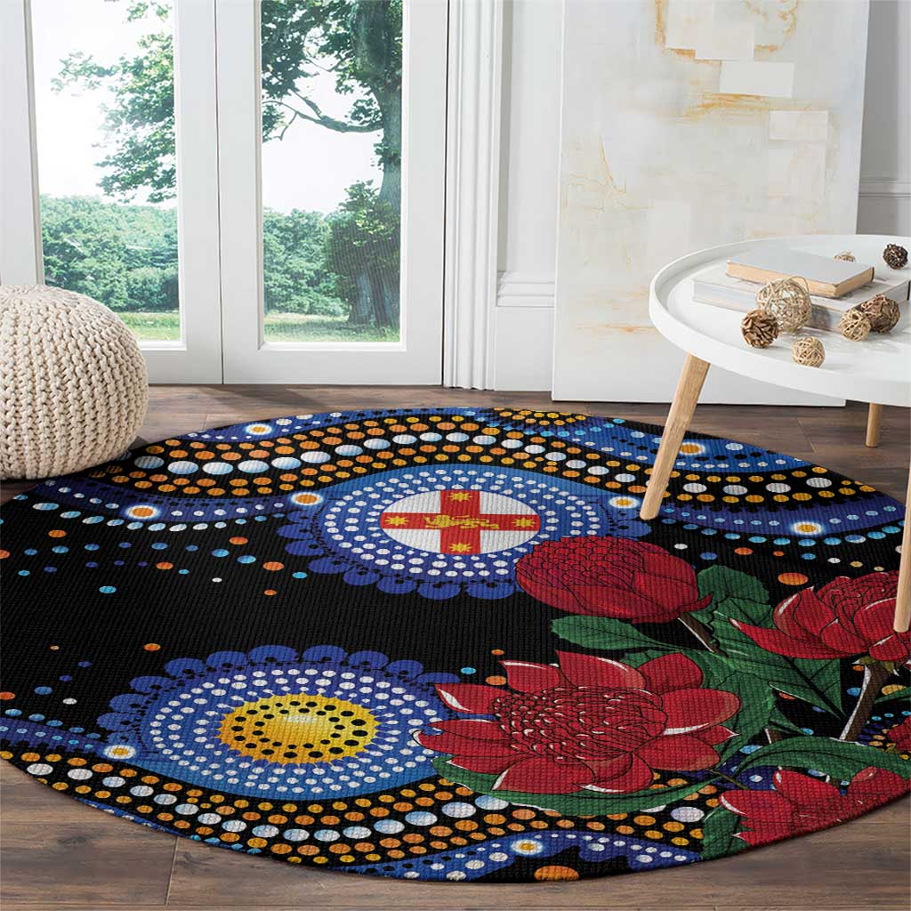Australia New South Wales Waratahs Round Carpet Aboriginal Dot Art