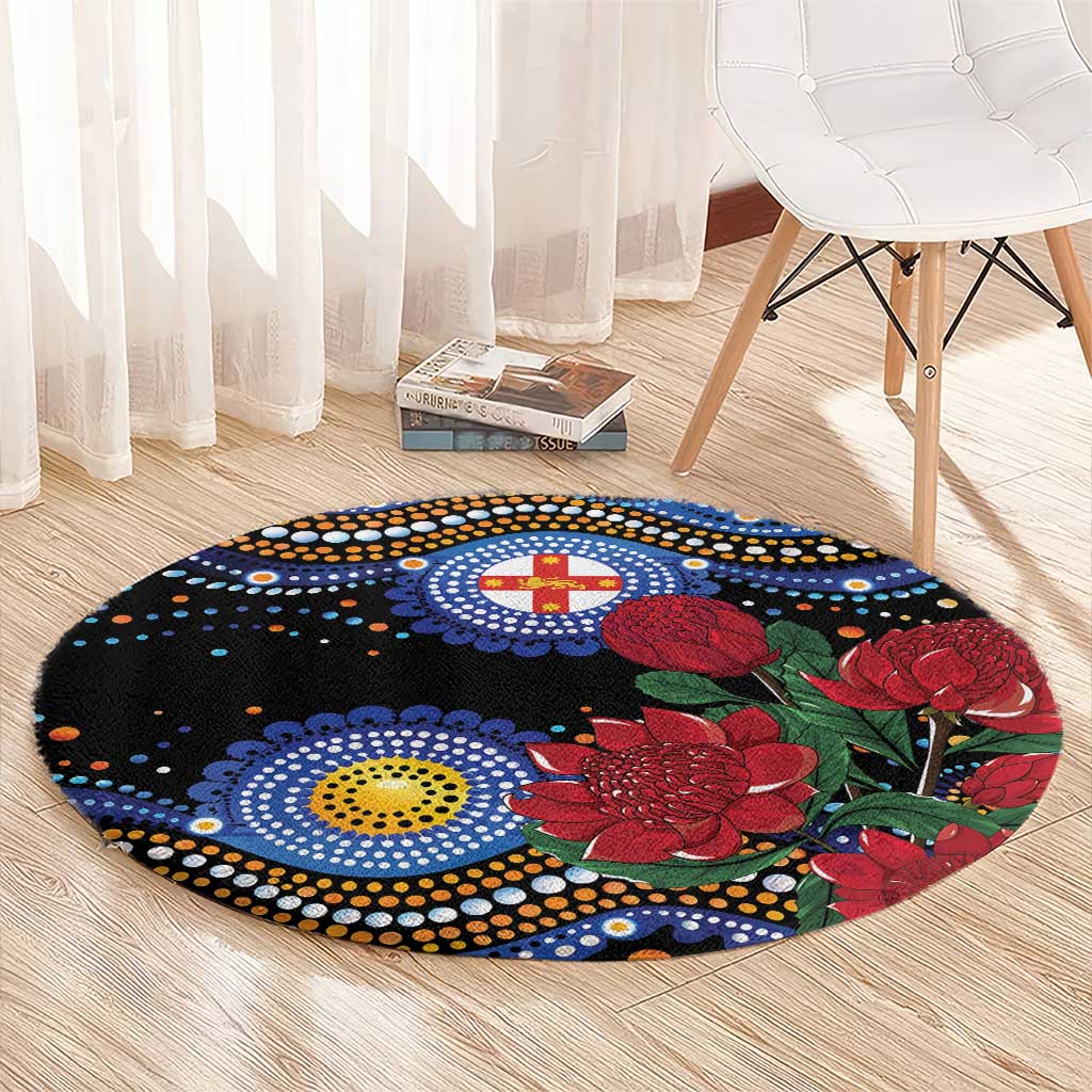 Australia New South Wales Waratahs Round Carpet Aboriginal Dot Art