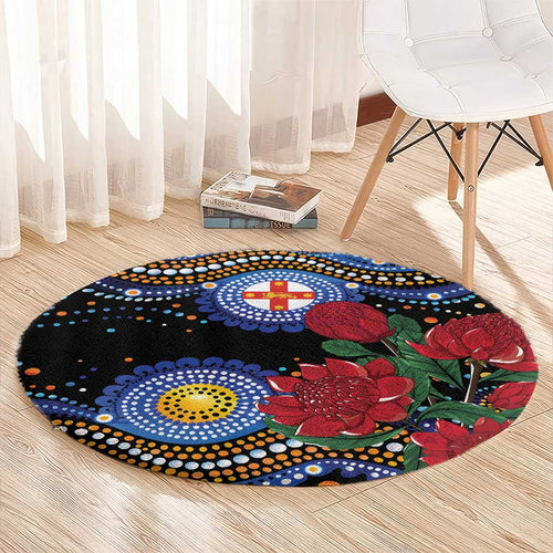 Australia New South Wales Waratahs Round Carpet Aboriginal Dot Art