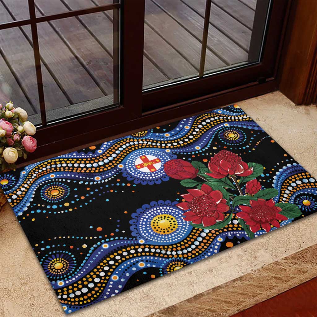 Australia New South Wales Waratahs Rubber Doormat Aboriginal Dot Art
