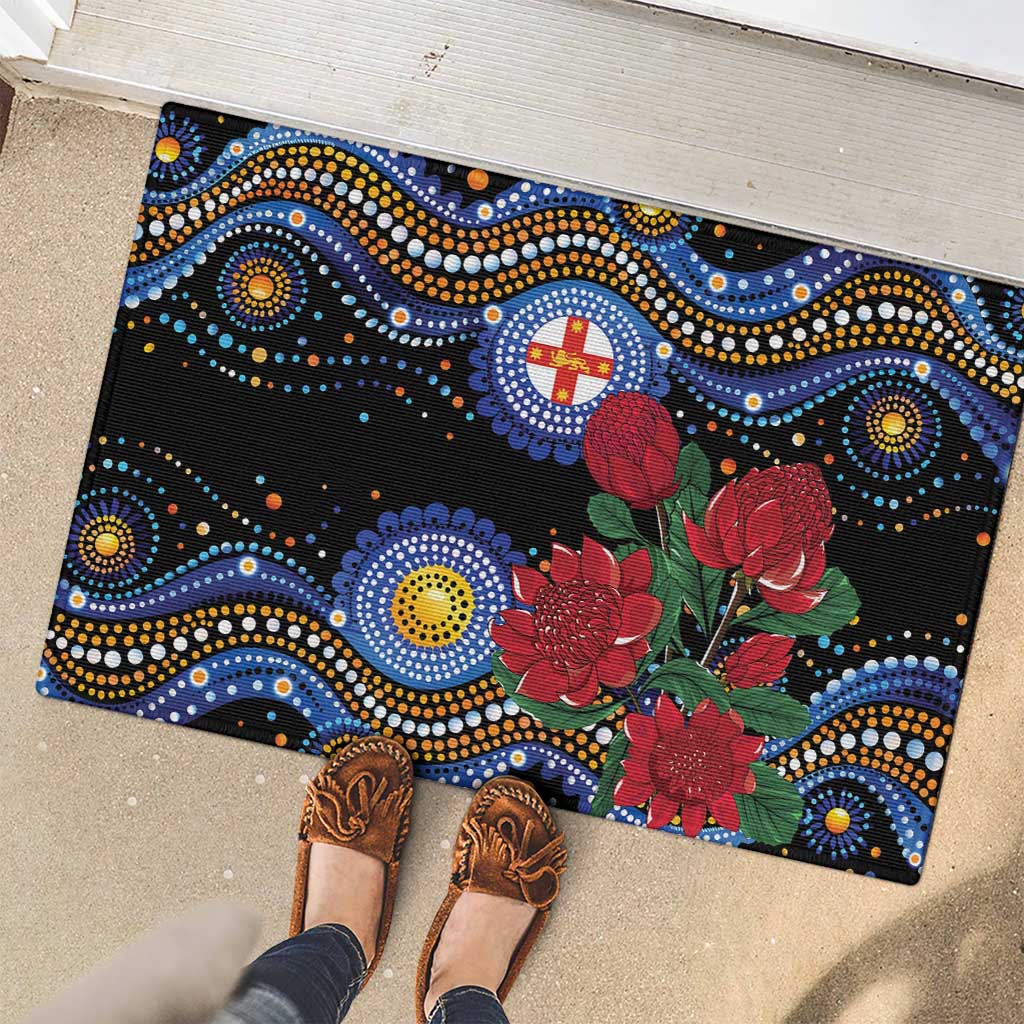 Australia New South Wales Waratahs Rubber Doormat Aboriginal Dot Art