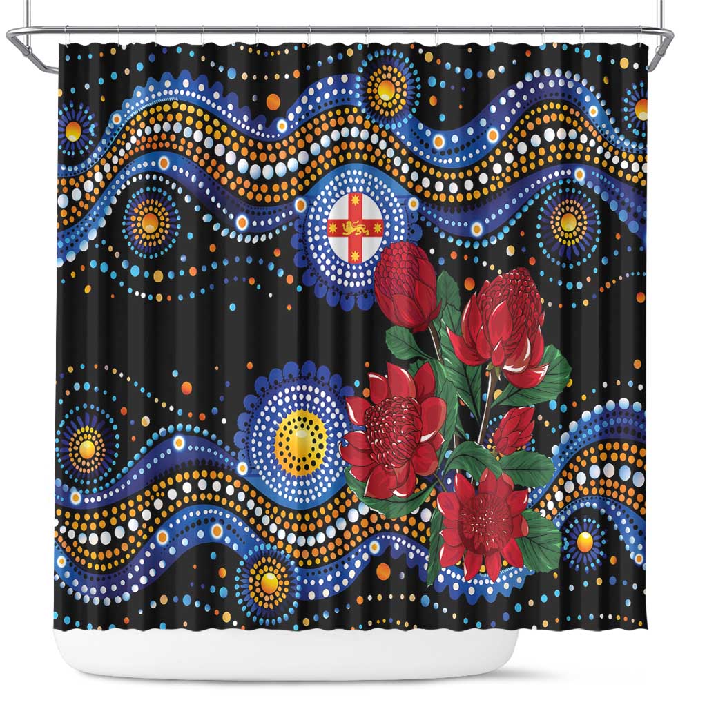 Australia New South Wales Waratahs Shower Curtain Aboriginal Dot Art