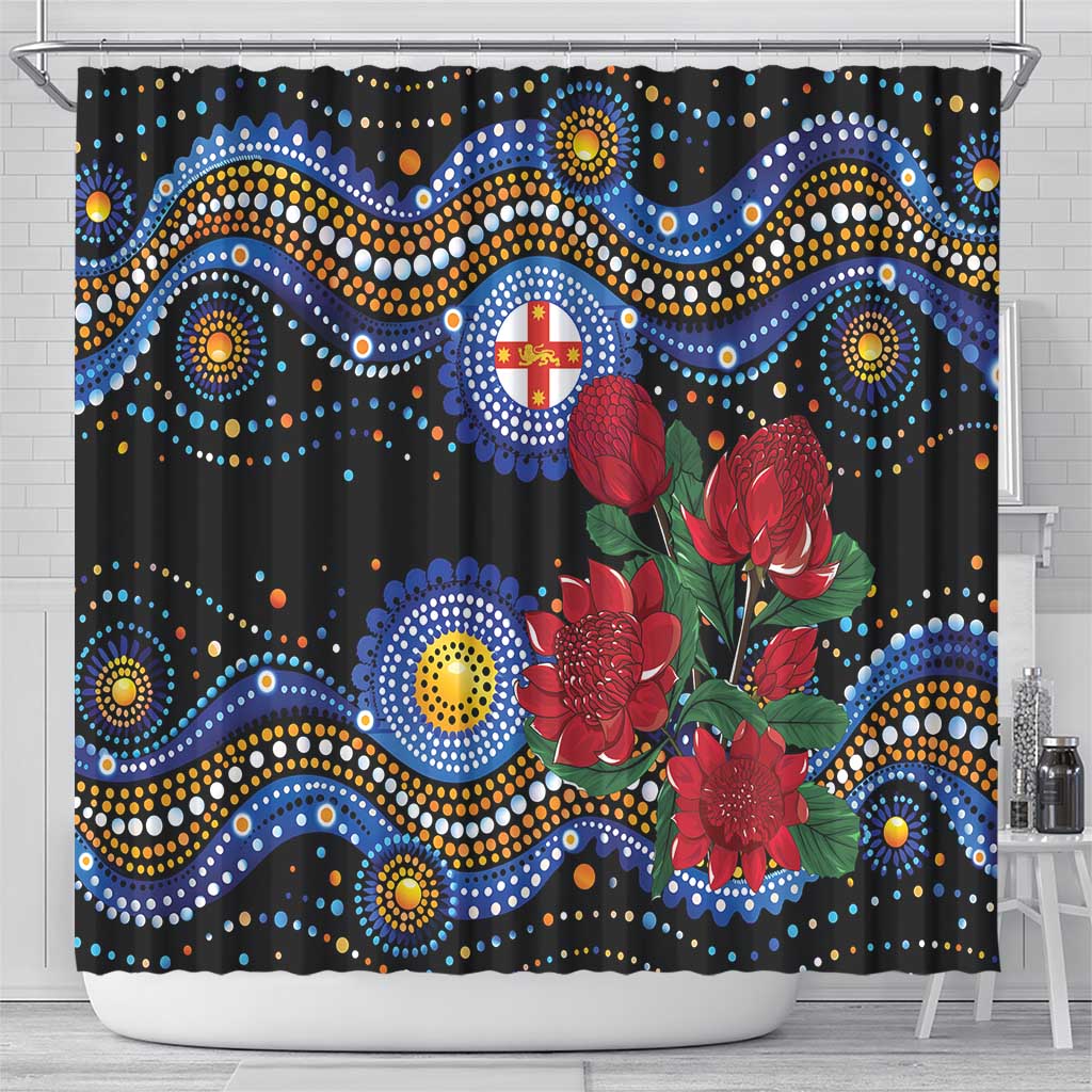 Australia New South Wales Waratahs Shower Curtain Aboriginal Dot Art