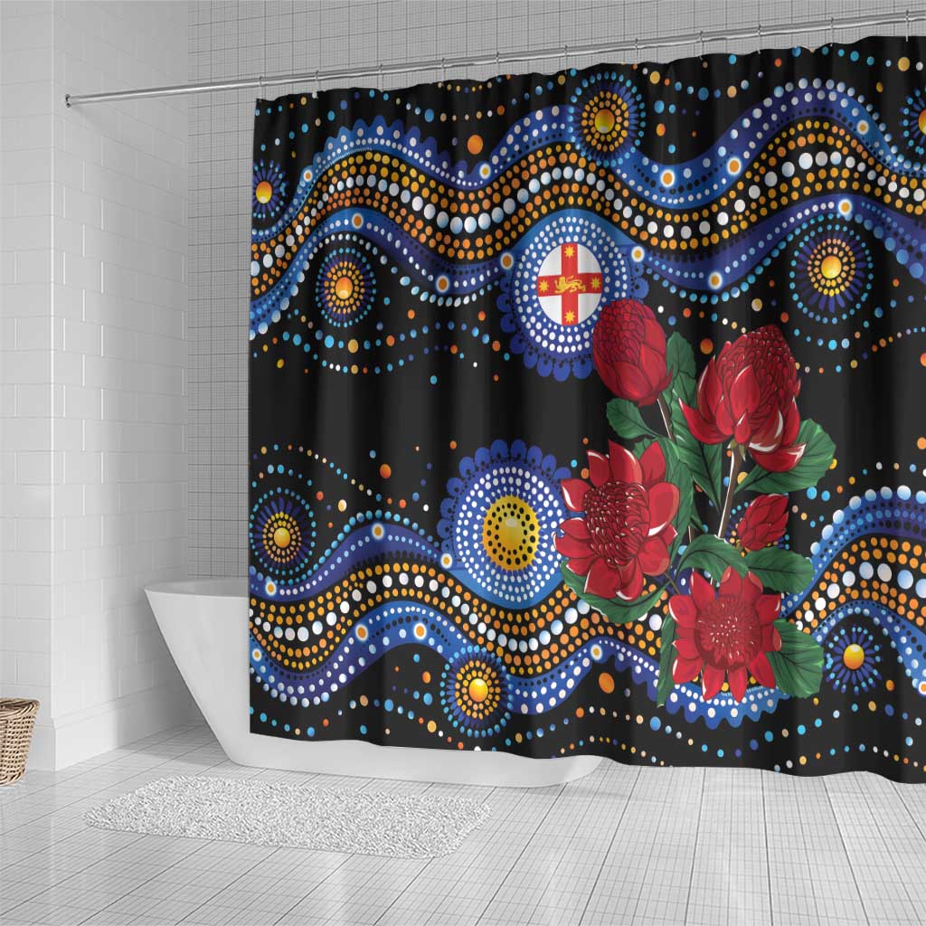 Australia New South Wales Waratahs Shower Curtain Aboriginal Dot Art