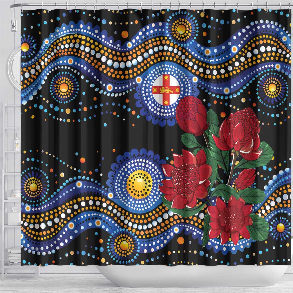 Australia New South Wales Waratahs Shower Curtain Aboriginal Dot Art