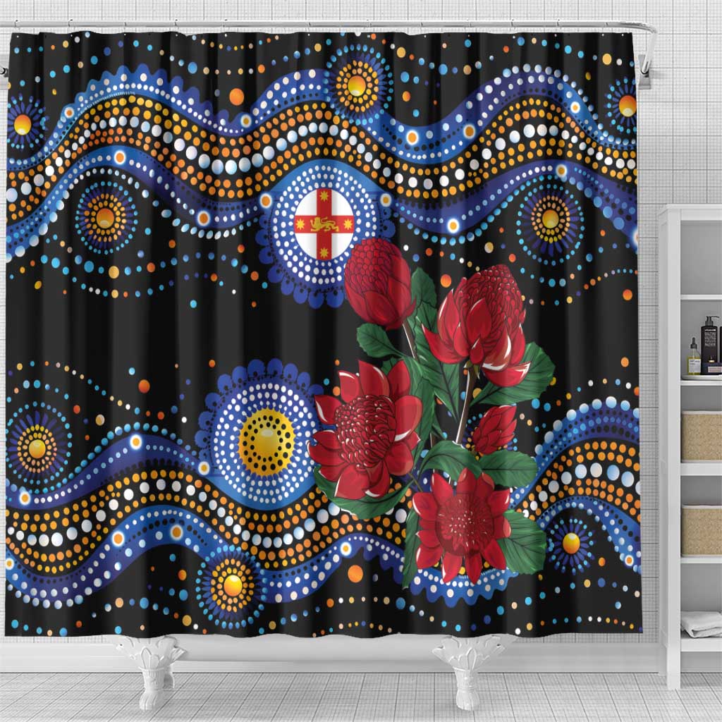 Australia New South Wales Waratahs Shower Curtain Aboriginal Dot Art