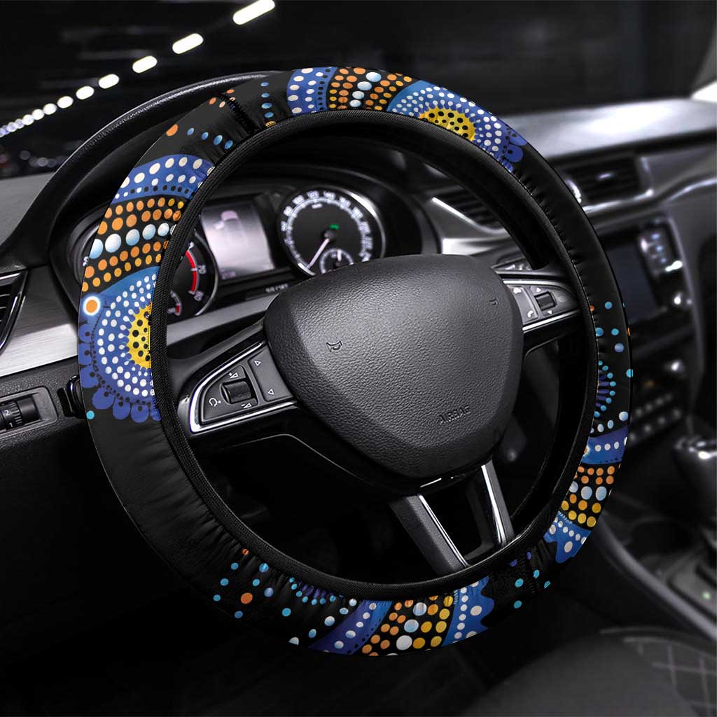 Australia New South Wales Waratahs Steering Wheel Cover Aboriginal Dot Art