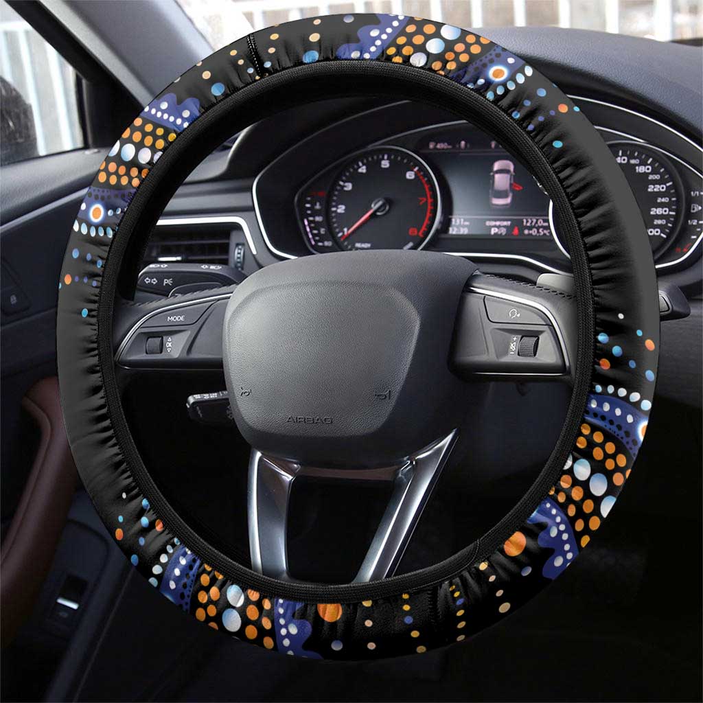 Australia New South Wales Waratahs Steering Wheel Cover Aboriginal Dot Art