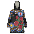 Australia New South Wales Waratahs Wearable Blanket Hoodie Aboriginal Dot Art
