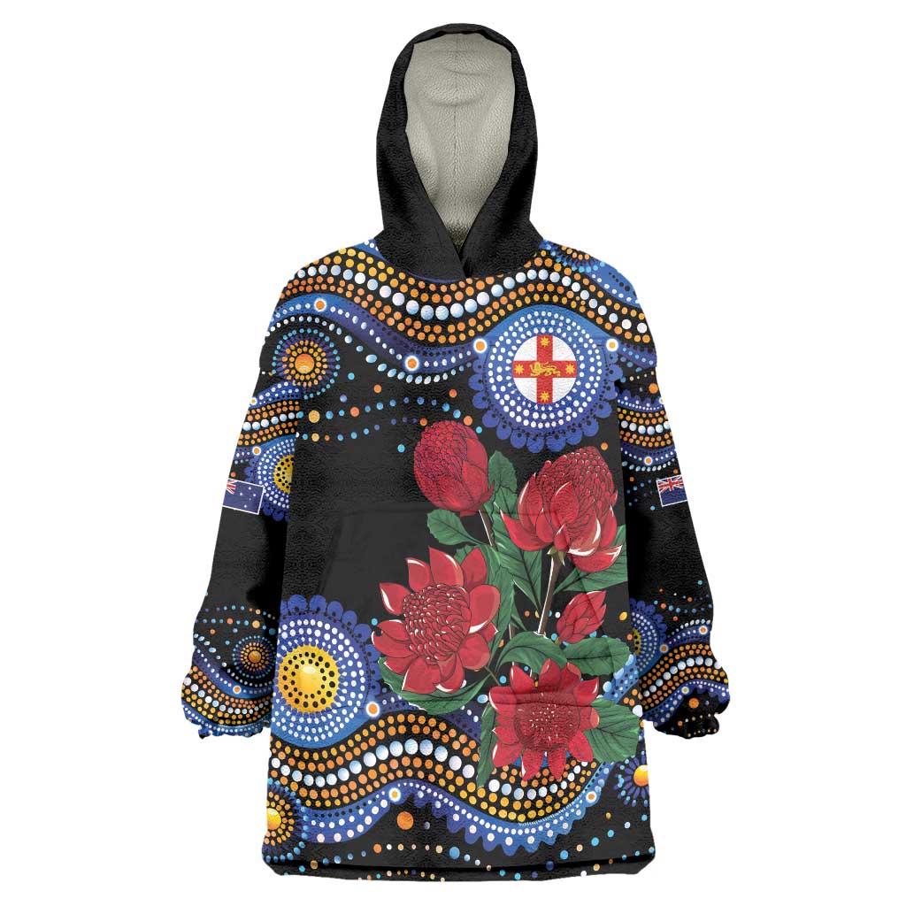 Australia New South Wales Waratahs Wearable Blanket Hoodie Aboriginal Dot Art