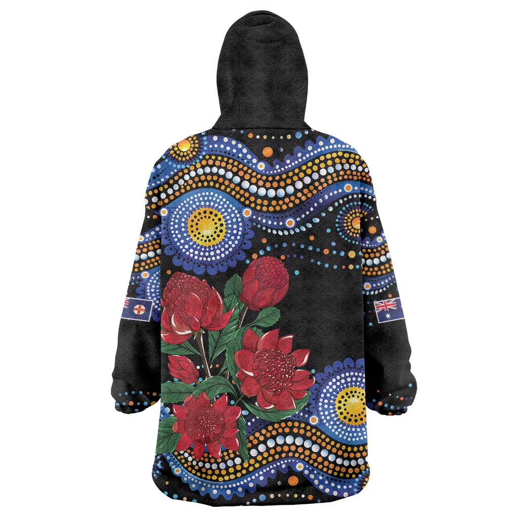 Australia New South Wales Waratahs Wearable Blanket Hoodie Aboriginal Dot Art