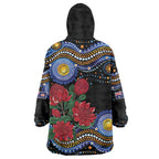 Australia New South Wales Waratahs Wearable Blanket Hoodie Aboriginal Dot Art