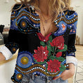 Australia New South Wales Waratahs Women Casual Shirt Aboriginal Dot Art