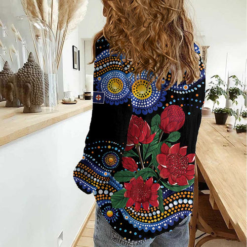 Australia New South Wales Waratahs Women Casual Shirt Aboriginal Dot Art