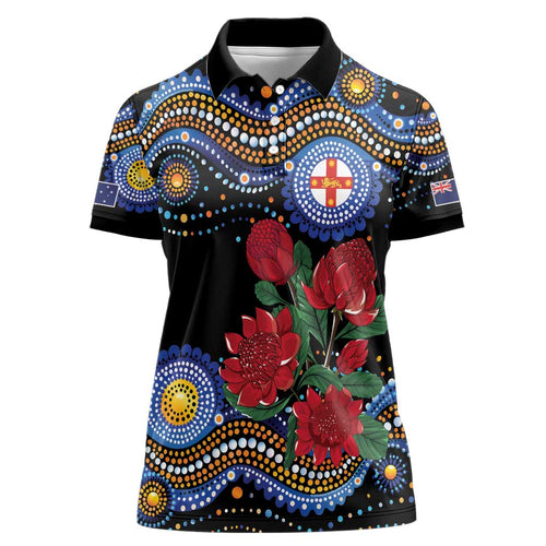 Australia New South Wales Waratahs Women Polo Shirt Aboriginal Dot Art