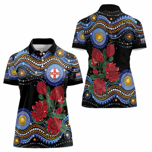 Australia New South Wales Waratahs Women Polo Shirt Aboriginal Dot Art