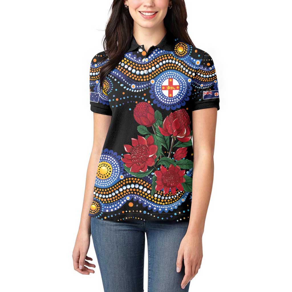Australia New South Wales Waratahs Women Polo Shirt Aboriginal Dot Art