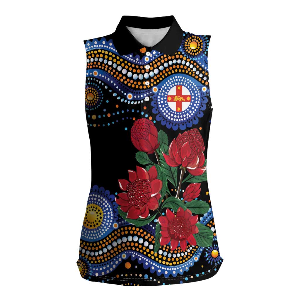 Australia New South Wales Waratahs Women Sleeveless Polo Shirt Aboriginal Dot Art