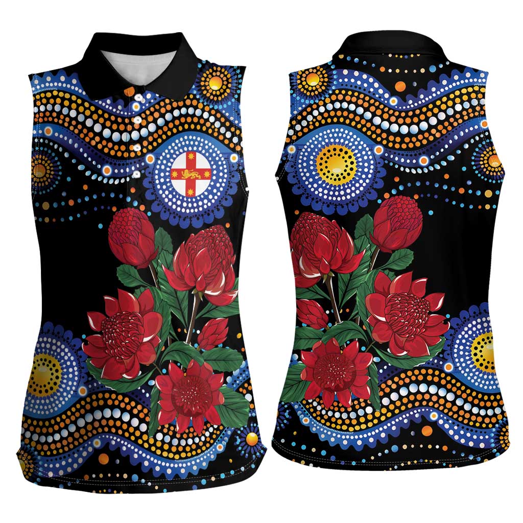 Australia New South Wales Waratahs Women Sleeveless Polo Shirt Aboriginal Dot Art