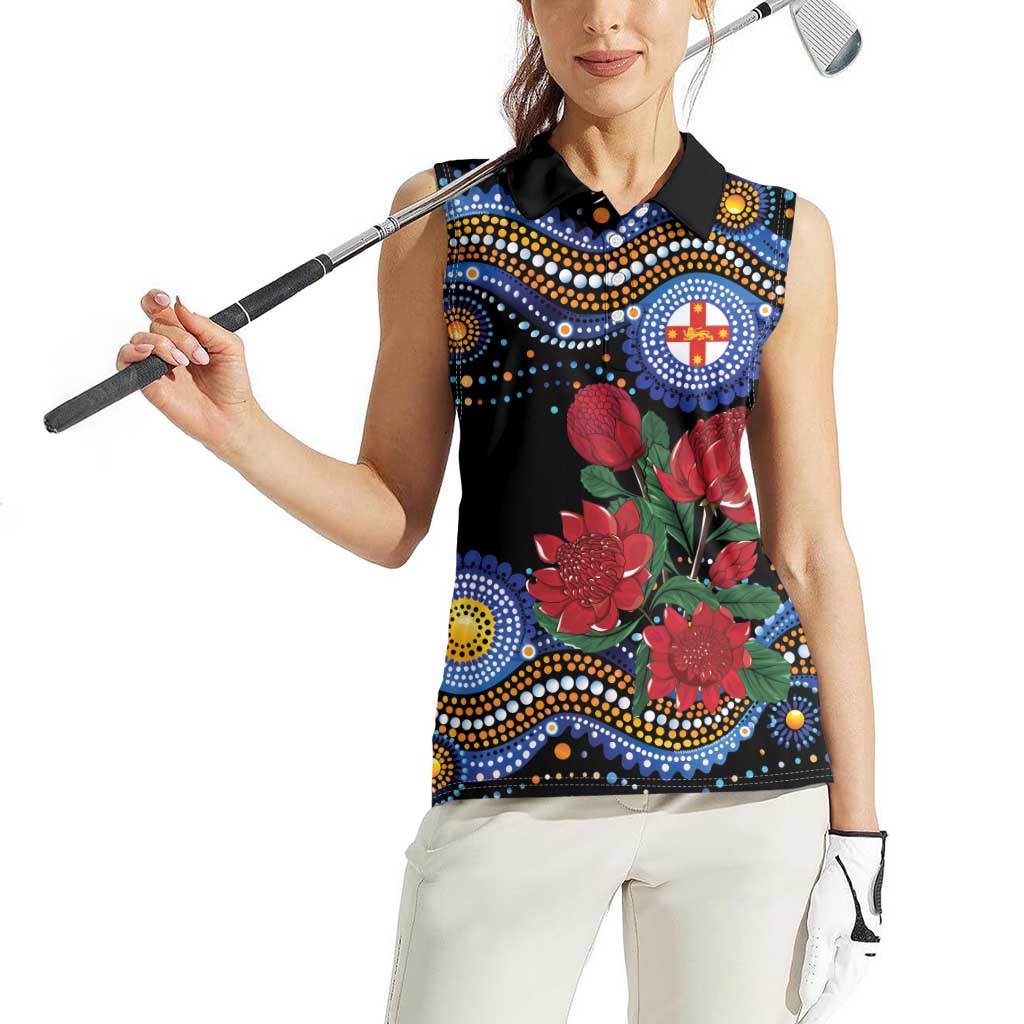 Australia New South Wales Waratahs Women Sleeveless Polo Shirt Aboriginal Dot Art