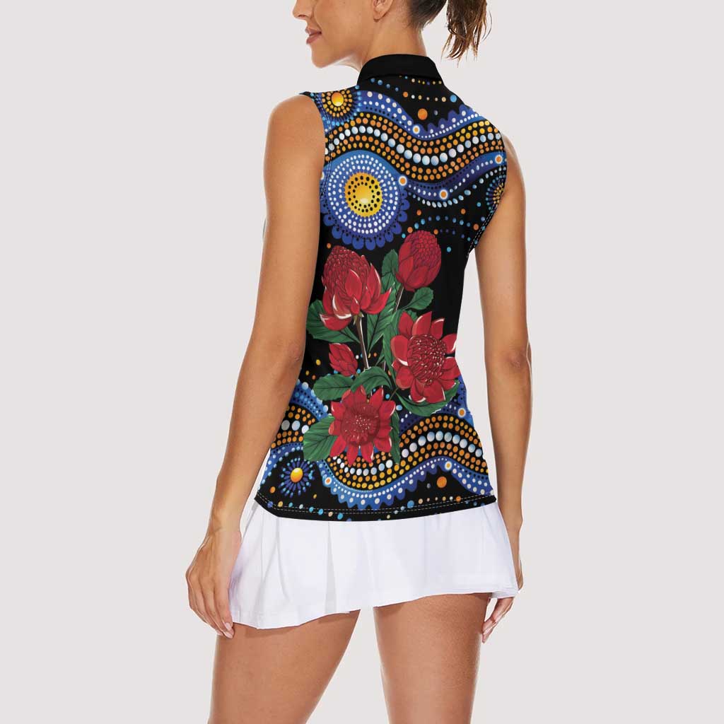 Australia New South Wales Waratahs Women Sleeveless Polo Shirt Aboriginal Dot Art