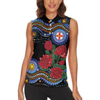 Australia New South Wales Waratahs Women Sleeveless Polo Shirt Aboriginal Dot Art