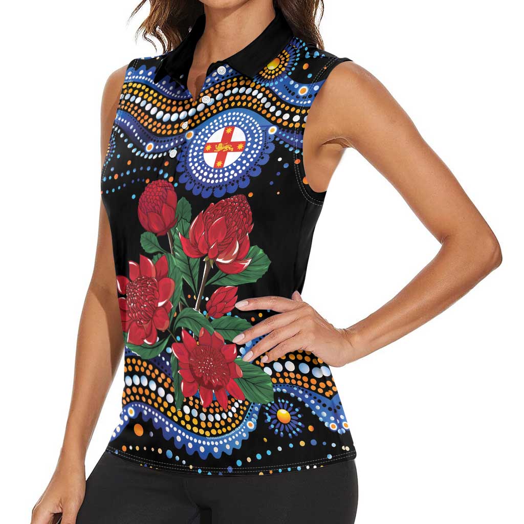 Australia New South Wales Waratahs Women Sleeveless Polo Shirt Aboriginal Dot Art